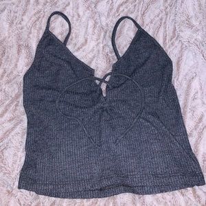 Gray Tie Crop Top
